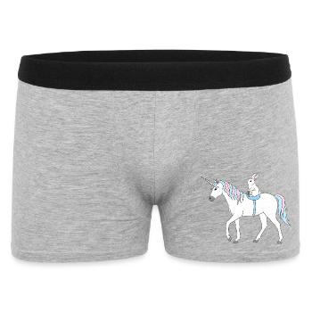 Licorne pastel avec lapin - Boxer Homme - gris chiné - Devant