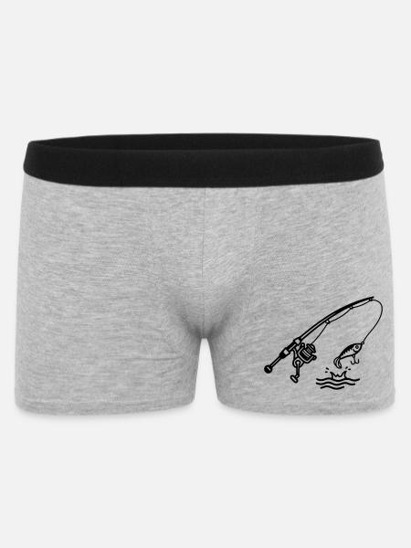 angeln fischen spinnrute petri heil logo - Männer Boxer Shorts - Grau meliert