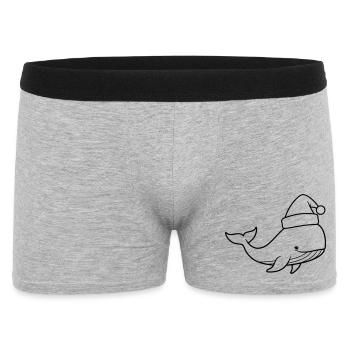 Whale with Santa Hat – Funny XMAS Animal Motif - Men's Boxer Shorts - heather grey - Front