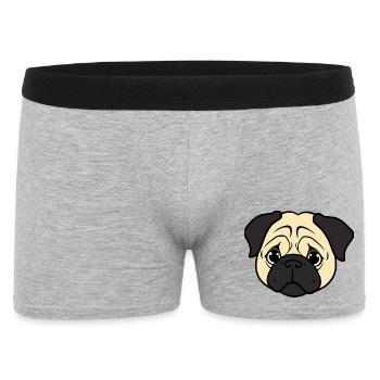 Mops Hunde T-shirt Geschenk Weihnachten - Männer Boxer Shorts - Grau meliert - Vorne