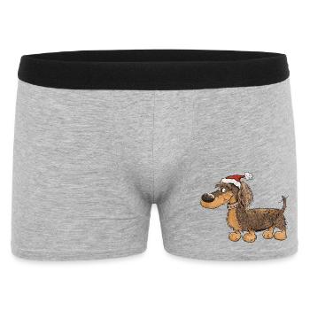 Funny Christmas Dachshund with Hat - Men's Boxer Shorts - heather grey - Front