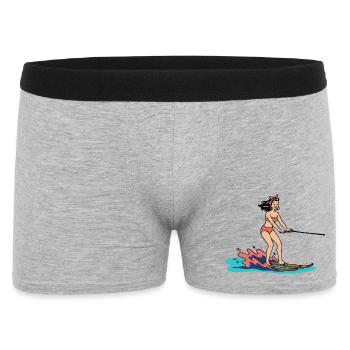 Pin-up girl on water skis - Men's Boxer Shorts - heather grey - Front