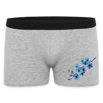 Branches géométriques de fleurs bleues - Boxer Homme - gris chiné - Devant