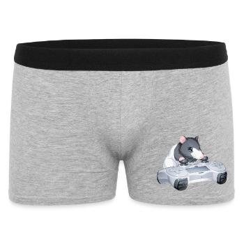 Ratty Gamer mit Controller – Kawaii Rat Meme - Männer Boxer Shorts - Grau meliert - Vorne