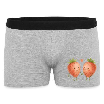 Cuddly Strawberries Love Heart Couple - Men's Boxer Shorts - heather grey - Front
