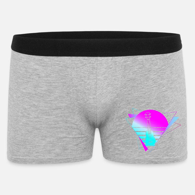 Hawaiian Ukulele Uke Retro 80s 90s - Männer Boxer Shorts - Grau meliert