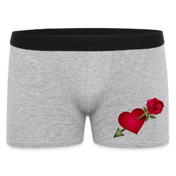 Red Rose Meets Heart with Arrow Illustration - Men's Boxer Shorts - heather grey - Front