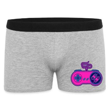 Retro-Pink-Neon-Controller - Männer Boxer Shorts - Grau meliert - Vorne