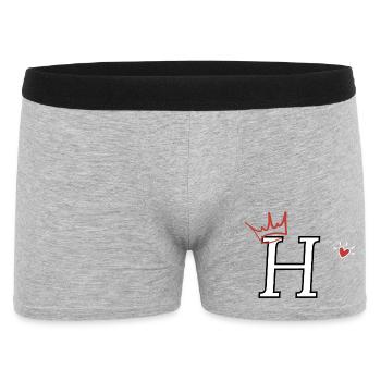 Buchstabe h Kronenherz - Männer Boxer Shorts - Grau meliert - Vorne