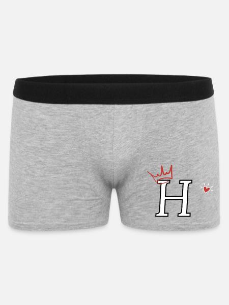 Buchstabe h Kronenherz - Männer Boxer Shorts - Grau meliert