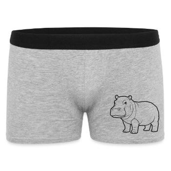 Realistic Hippopotamus Drawing Outline - Men's Boxer Shorts - heather grey - Front