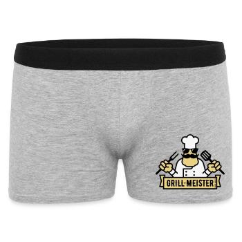 Grillmeister (Grillen / Barbecue / BBQ / 3C) - Männer Boxer Shorts - Grau meliert - Vorne