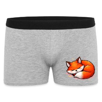 Sleeping Fox – Cute Animal Motif - Men's Boxer Shorts - heather grey - Front