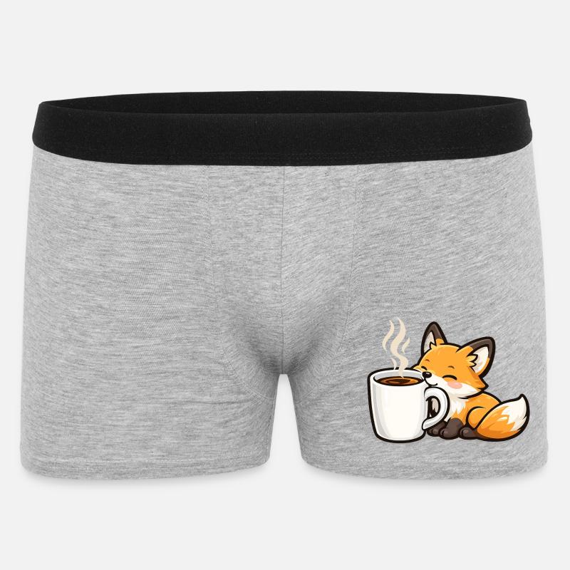 Kuschelfuchs mit Kaffee - Männer Boxer Shorts - Grau meliert