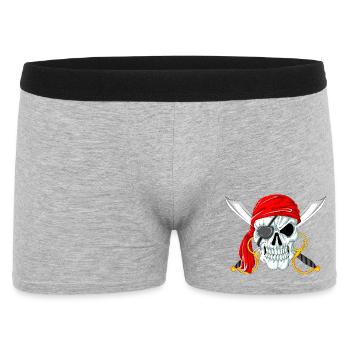 Crâne de pirate avec épées, Jolly Roger Design - Boxer Homme - gris chiné - Devant