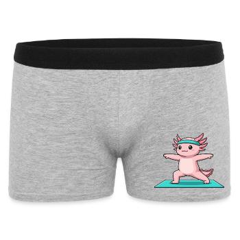 Yoga Axolotl-Fisch macht Krieger-Pose - Männer Boxer Shorts - Grau meliert - Vorne