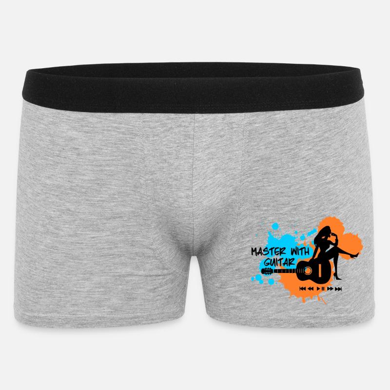 Master with guitar - Blau Orange - Männer Boxer Shorts - Grau meliert