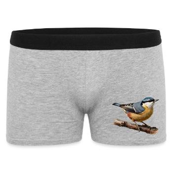 Kleiber am Ast - Männer Boxer Shorts - Grau meliert - Vorne