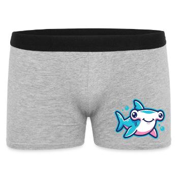 Cute Hammerhead Shark Cartoon Motif - Men's Boxer Shorts - heather grey - Front