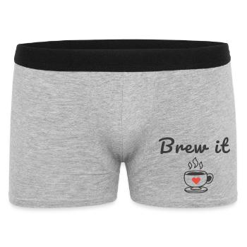 Brew It Coffee Quote Cute Minimal Cup Design - Men's Boxer Shorts - heather grey - Front
