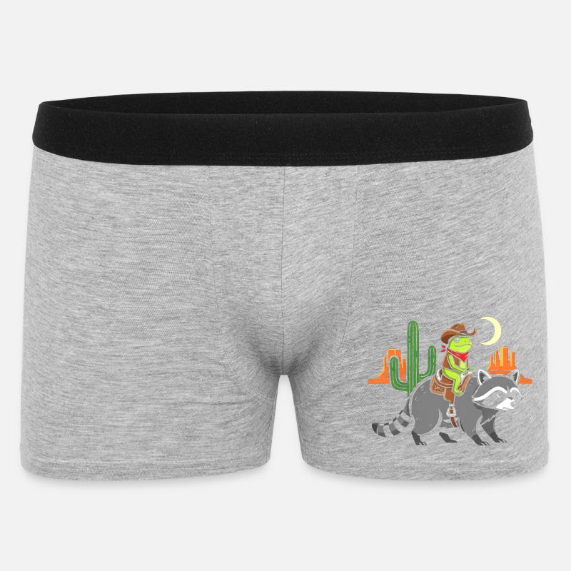 Frosch-Cowboy auf Waschbär - Männer Boxer Shorts - Grau meliert