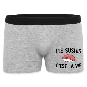 T-shirt Humour Sushi - Les Sushis C'est La Vie  - Boxer Homme - gris chiné - Devant