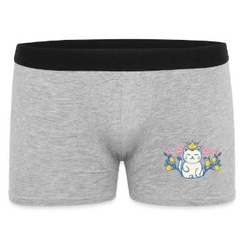 Chat avec une couronne parmi les fleurs - Boxer Homme - gris chiné - Devant