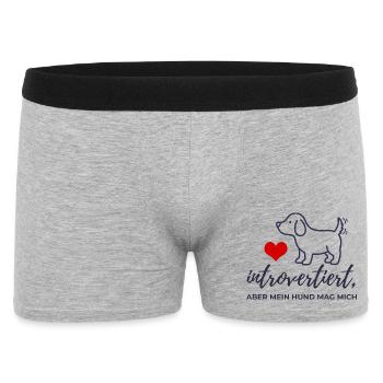  Introvertiert aber mein Hund mag mich Design - Männer Boxer Shorts - Grau meliert - Vorne