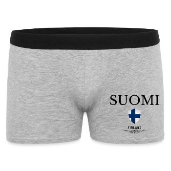 Flagge von Finnland, finnischer Stolz - Männer Boxer Shorts - Grau meliert - Vorne