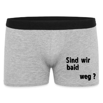 Sind wir bald weg - Männer Boxer Shorts - Grau meliert - Vorne