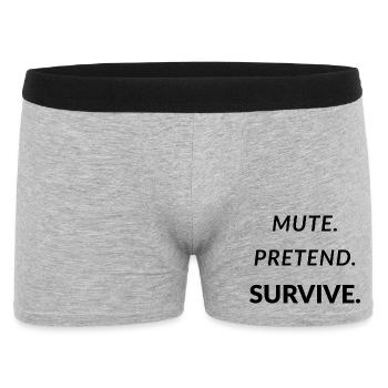 Mute. Pretend. Survive. - Funny Remote Work - Men's Boxer Shorts - heather grey - Front