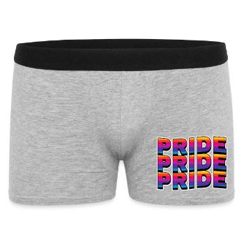 Pride Regenbogen Schriftzug - Männer Boxer Shorts - Grau meliert - Vorne
