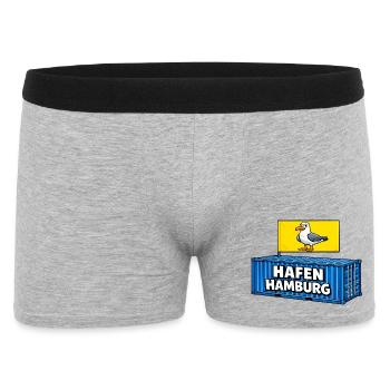 Hafen Hamburg Cartoon Container - Männer Boxer Shorts - Grau meliert - Vorne