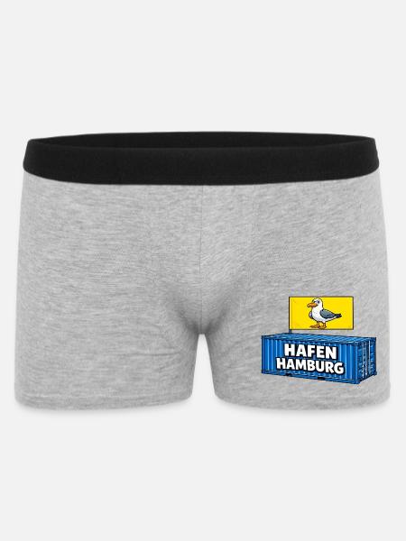 Hafen Hamburg Cartoon Container - Männer Boxer Shorts - Grau meliert
