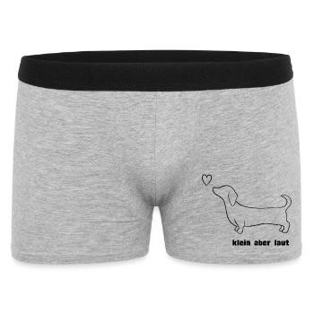 Dackel, klein aber laut  - Männer Boxer Shorts - Grau meliert - Vorne
