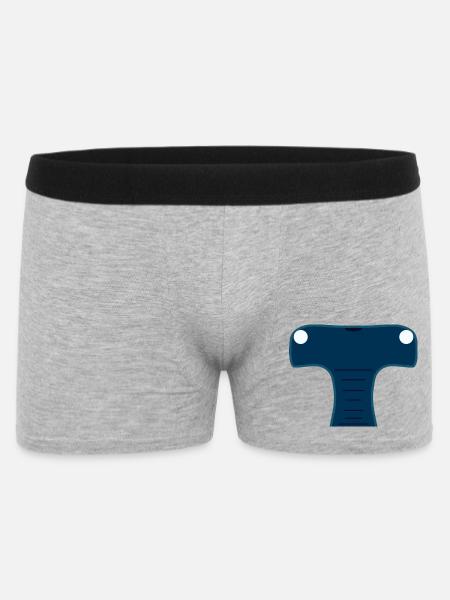 Mitternachtsblauer stilisierter Hammerhai-Kopf - Männer Boxer Shorts - Grau meliert