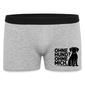 Ohne Hund? Ohne Mich - Männer Boxer Shorts - Grau meliert - Vorne