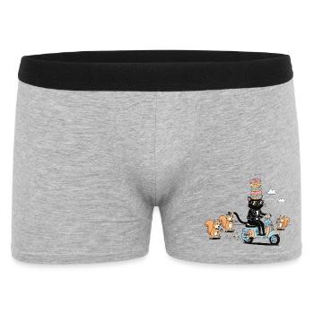 Donutkrone Katzenscooter lustiges Katzen Motiv - Männer Boxer Shorts - Grau meliert - Vorne