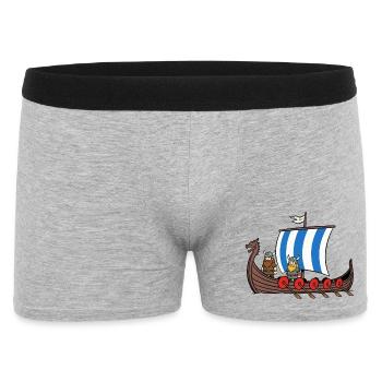 Wikinger  Boot - Männer Boxer Shorts - Grau meliert - Vorne