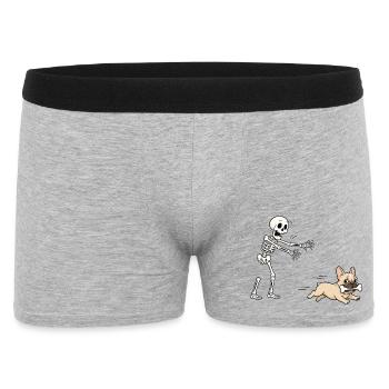 Halloween, bouledogue français, squelette - Boxer Homme - gris chiné - Devant
