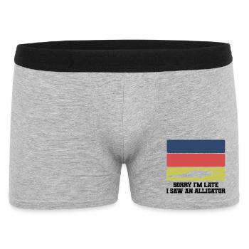 Retro Alligator Silhouette Humor - Männer Boxer Shorts - Grau meliert - Vorne
