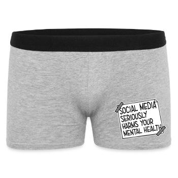 Social Media Seriously Harms Mental Health Spruch - Männer Boxer Shorts - Grau meliert - Vorne