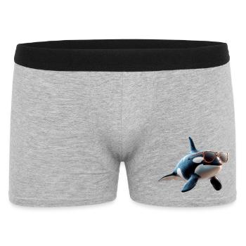Orca Schwertwal Wal Killerwal Meerestiere Orcas - Männer Boxer Shorts - Grau meliert - Vorne