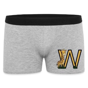 Giraffe neben goldenem V - Männer Boxer Shorts - Grau meliert - Vorne