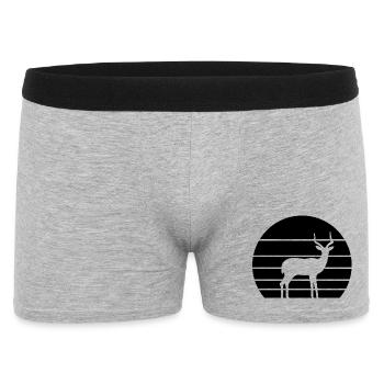 Antilope Retro Silhouette – Safari Tiermotiv - Männer Boxer Shorts - Grau meliert - Vorne