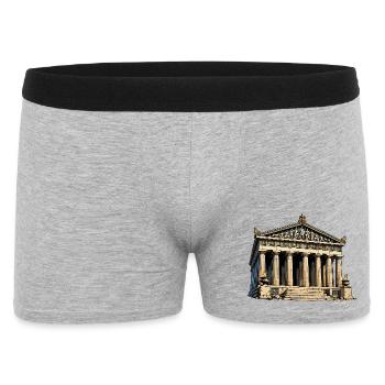 Klassischer Tempel Parthenon Grafik - Männer Boxer Shorts - Grau meliert - Vorne