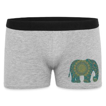Mandala Elefant Muster in Teal - Männer Boxer Shorts - Grau meliert - Vorne