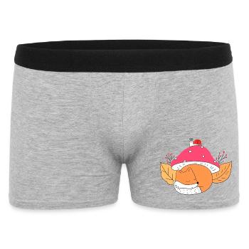 Süßer Fuchs schläft unter Pilz Herbst - Männer Boxer Shorts - Grau meliert - Vorne