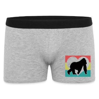 Cœur Silhouette de Singe Rétro - Boxer Homme - gris chiné - Devant