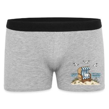 Strandkorb am Meer - Männer Boxer Shorts - Grau meliert - Vorne